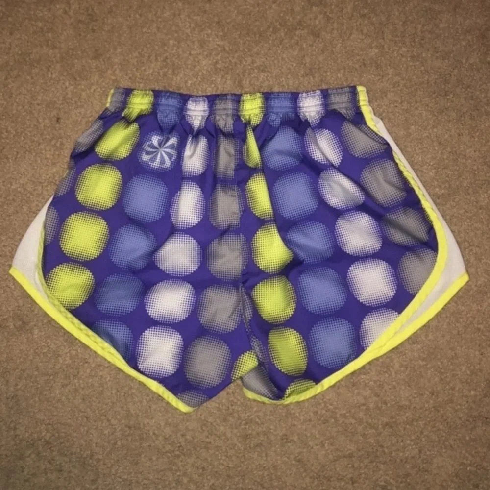 NIKE Dri Fit Tempo purple yellow polka dot Shorts